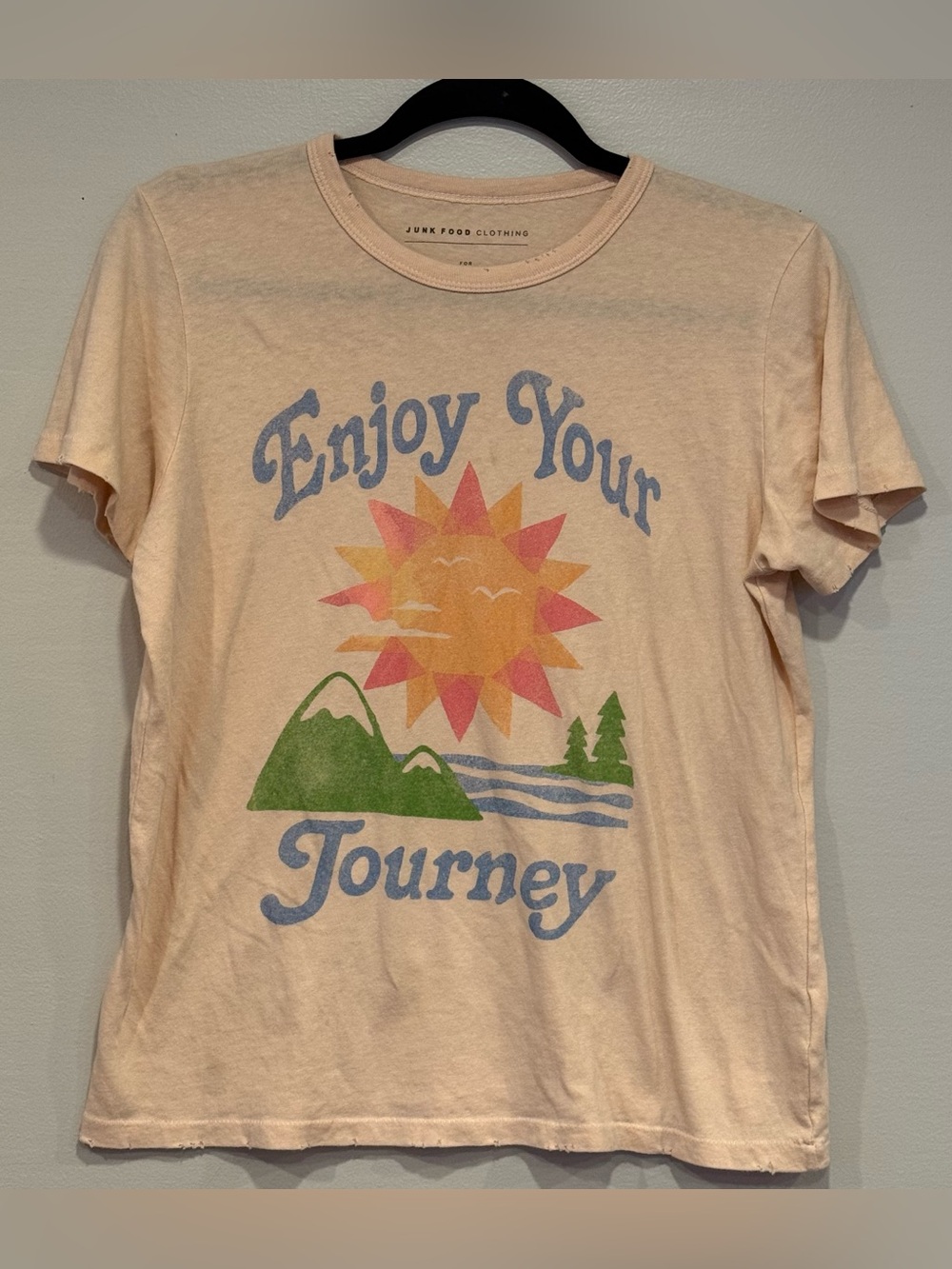 Anthropologie Junk Food Women's "Enjoy Your Journey" Retro Graphic T-Shirt Sz XL